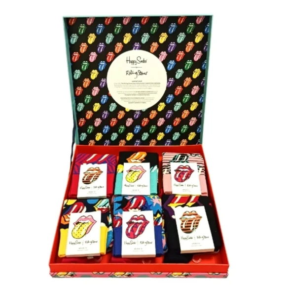 Happy Socks Rolling Stones Gift Box includes 6 Socks & Novelty Box NIB - Picture 3 of 10